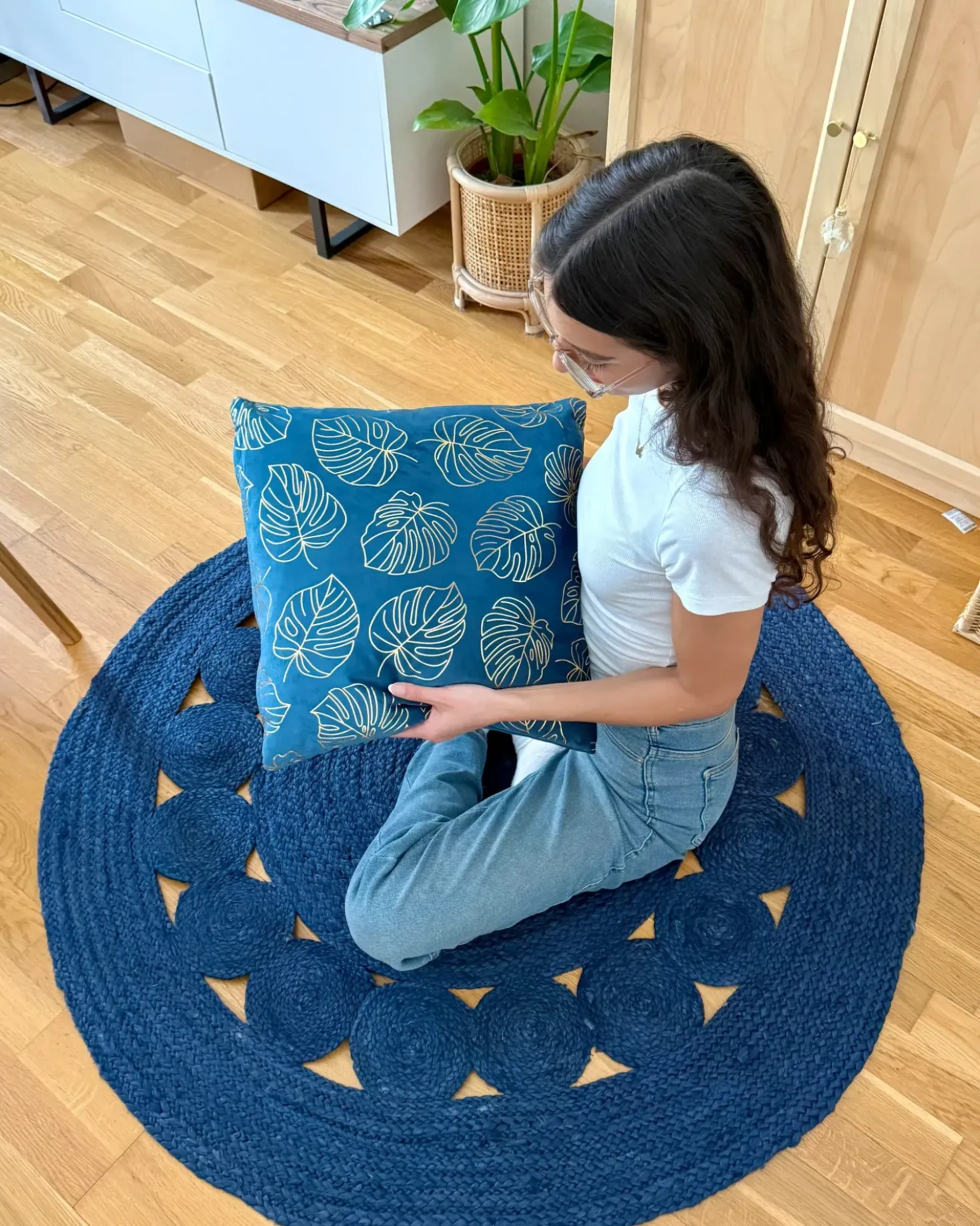 Tappeto KOYUNLU Blu scuro ø 120 cm Iuta