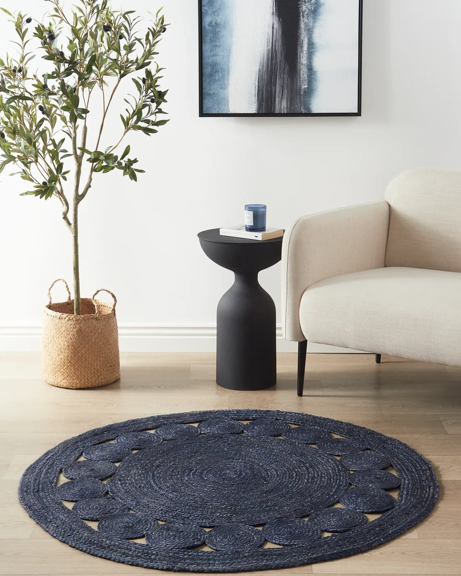 Tappeto KOYUNLU Blu scuro ø 120 cm Iuta