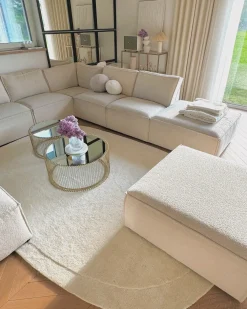 Tappeto MITHA Bianco sporco 200 x 300 cm Viscosa