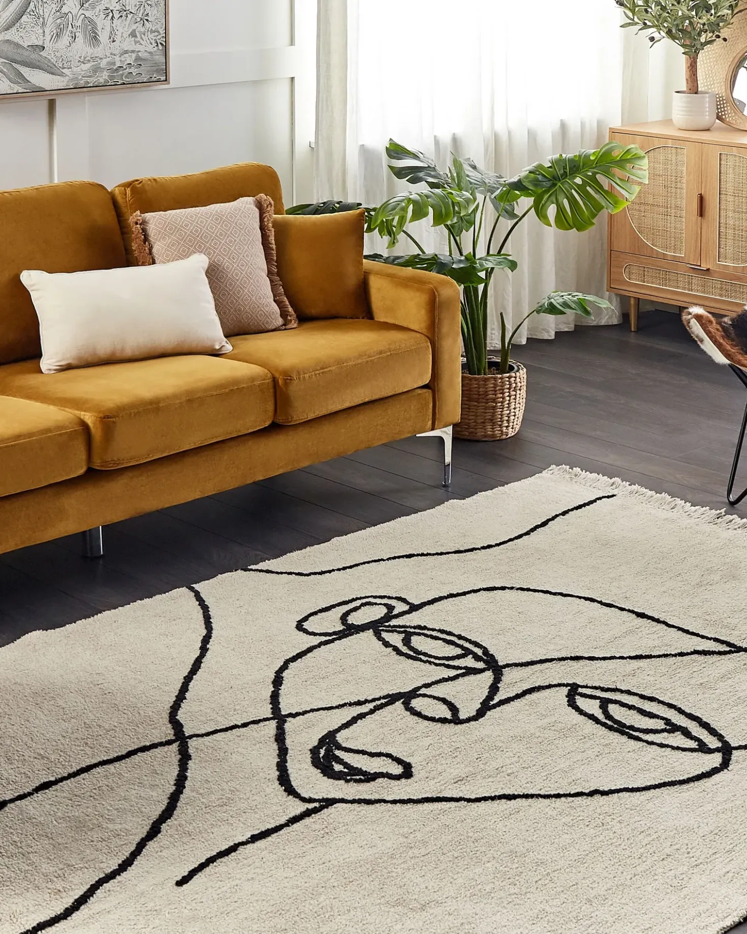 Tappeto NURU Beige chiaro 160 x 230 cm Cotone