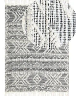 Tappeto PAZAR Nero/Bianco 160 x 230 cm Lana