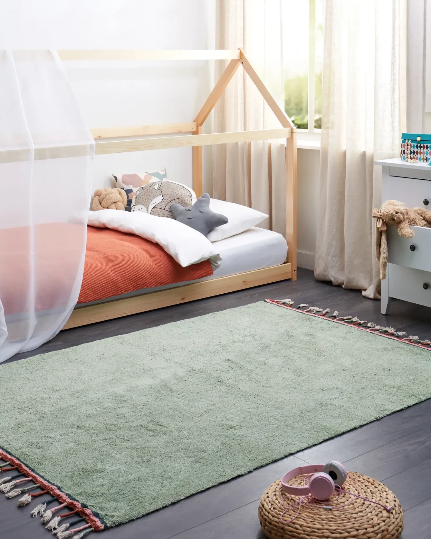Tappeto per bambini CAPARLI Verde chiaro 140 x 200 cm Cotone