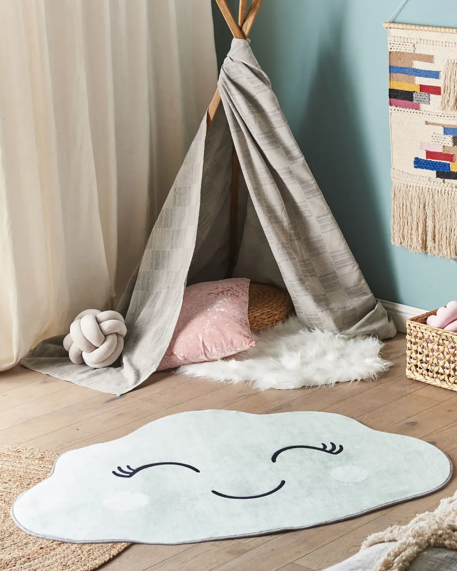 Tappeto per bambini CUMULUS Verde menta 90 x 120 cm