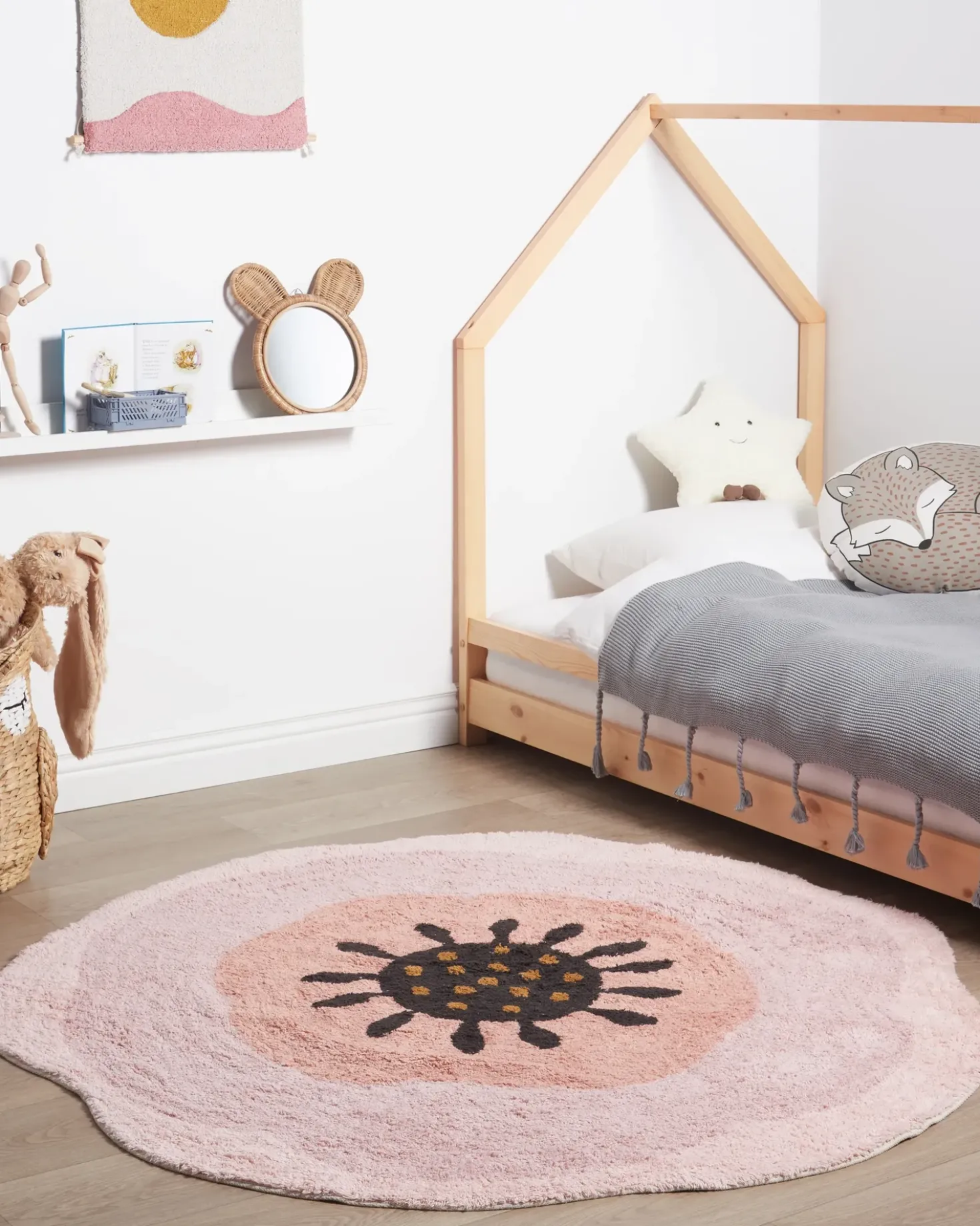 Tappeto per bambini KHARAT Rosa pastello ø 140 cm Cotone