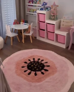 Tappeto per bambini KHARAT Rosa pastello ø 140 cm Cotone