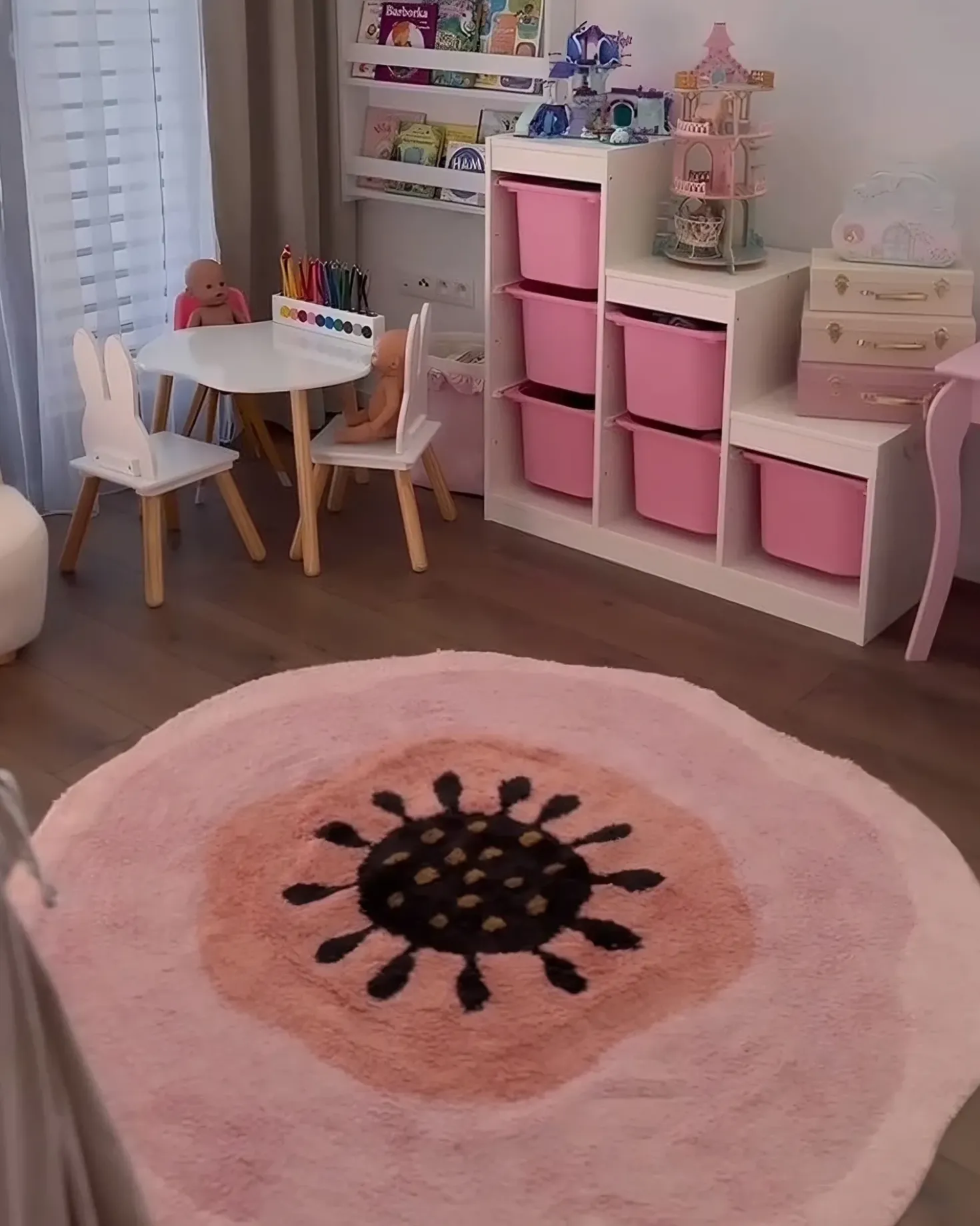 Tappeto per bambini KHARAT Rosa pastello ø 140 cm Cotone
