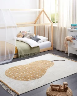Tappeto per bambini KHIDARI Bianco sporco Senape 140 x 200 cm Cotone
