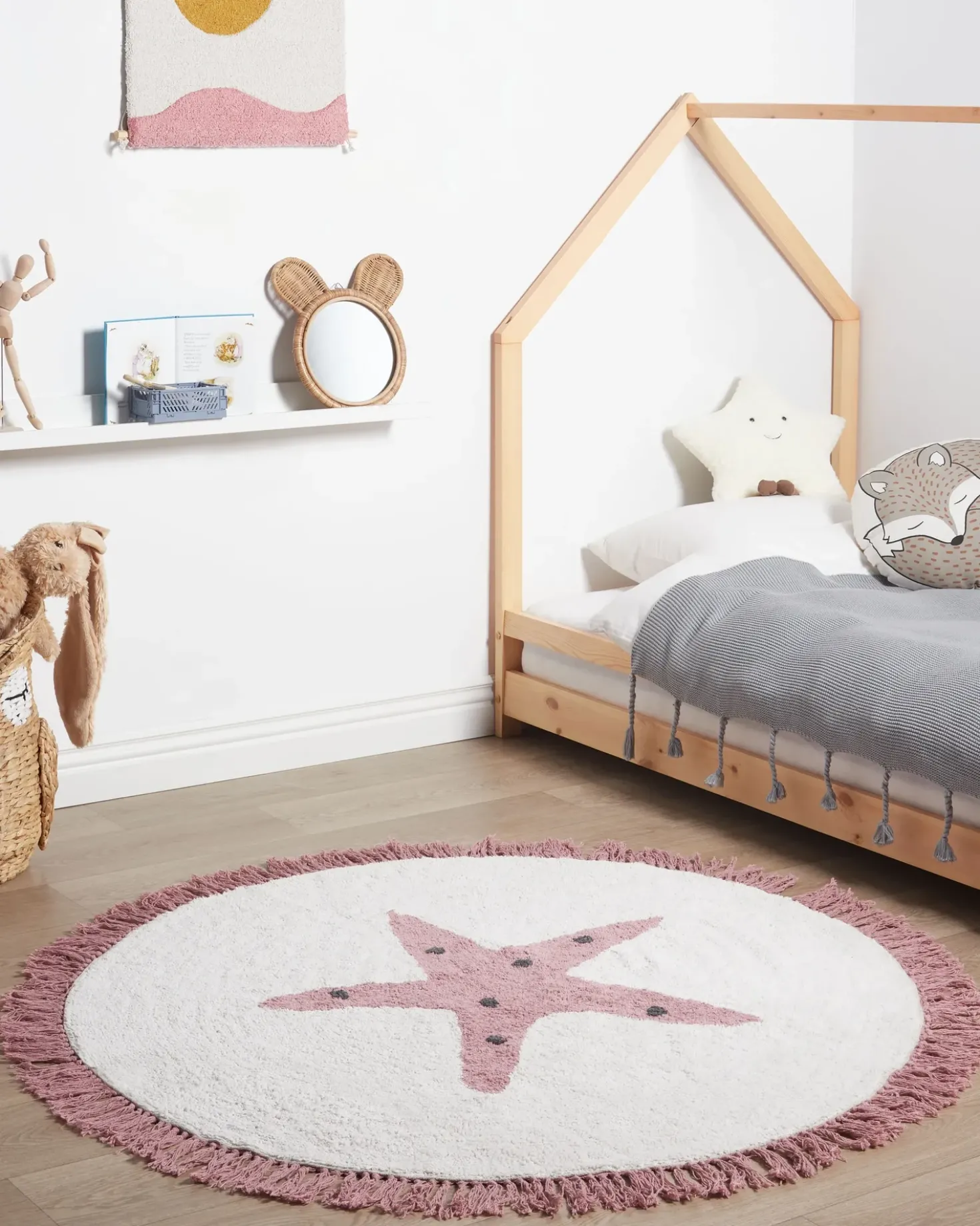 Tappeto per bambini STARS Bianco sporco ø 120 cm Cotone