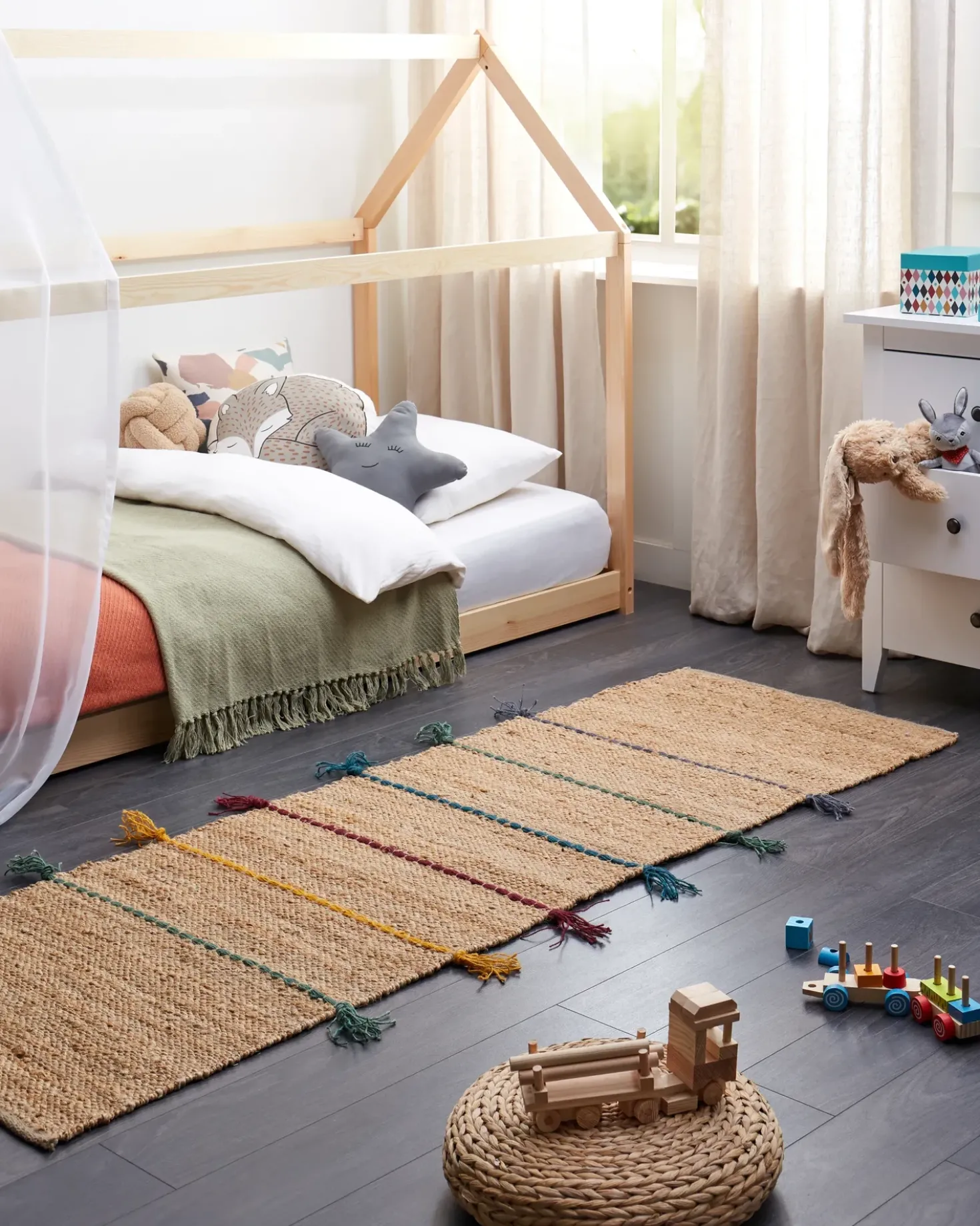 Tappeto per bambini UZUNTA Beige 70 x 200 cm Iuta