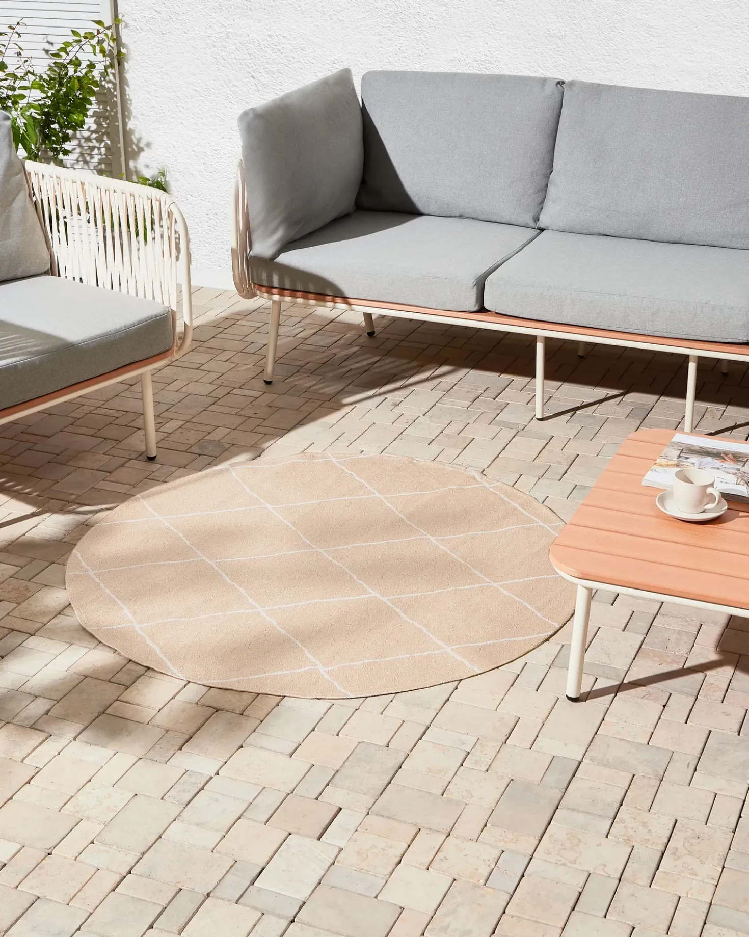 Tappeto per esterni GWALIOR Beige ø 120 cm