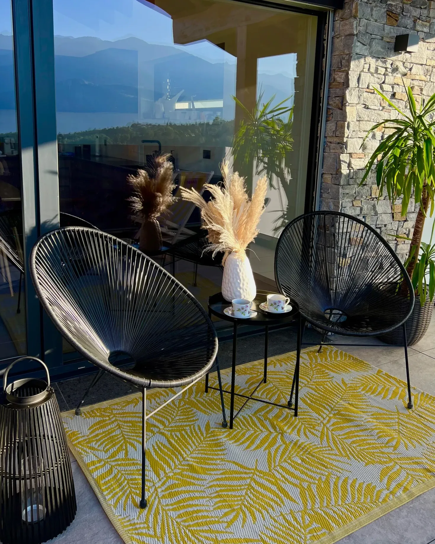 Tappeto per esterni KOTA Giallo 120 x 180 cm Reversibile