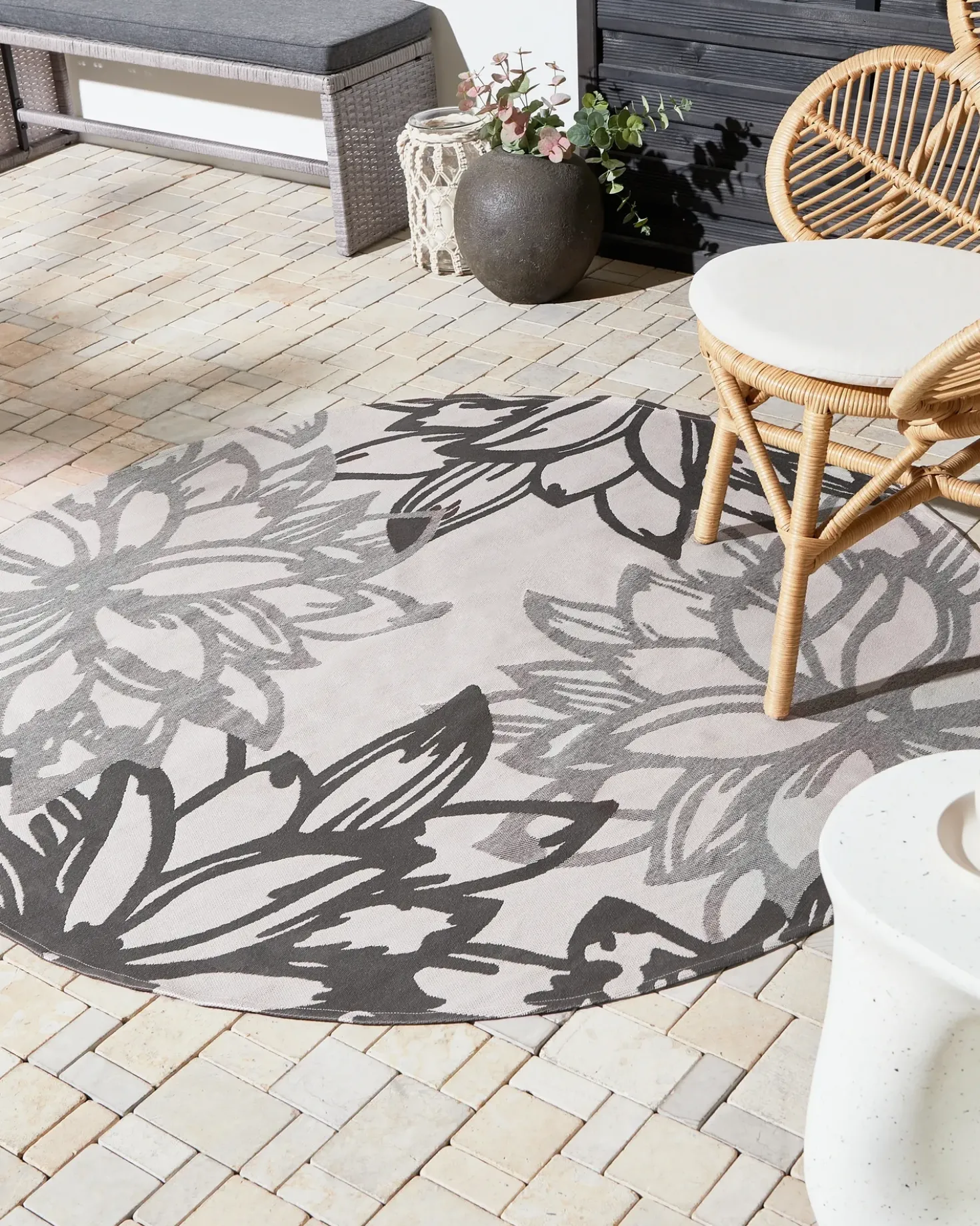 Tappeto per esterni SOLAPUR Grigio ø 160 cm