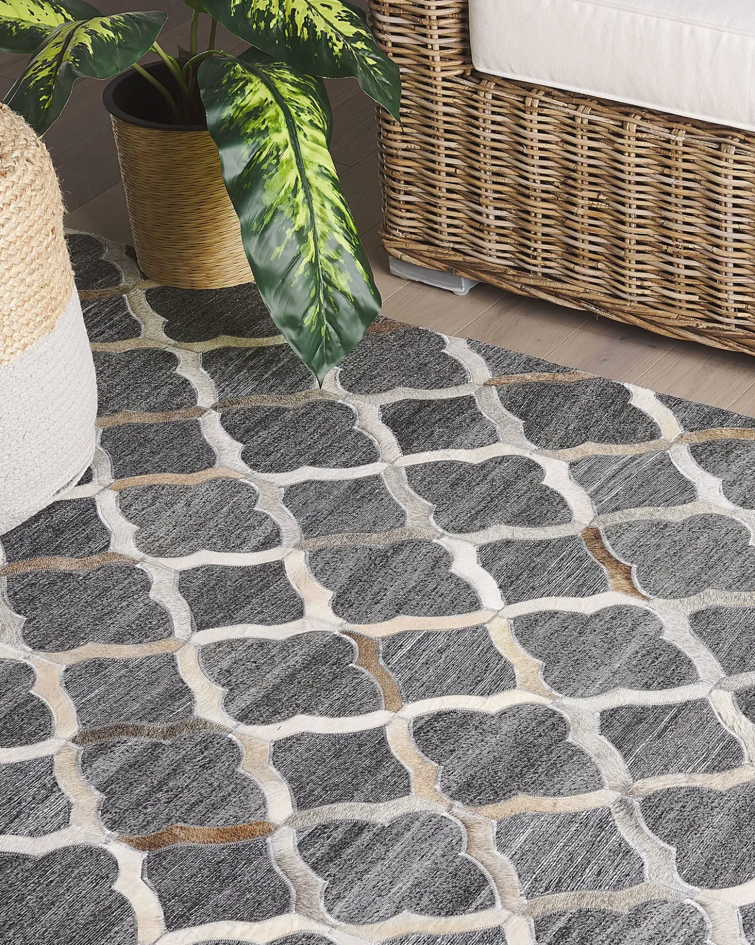 Tappeto ROLUNAY Grigio scuro 160 x 230 cm Pelle naturale