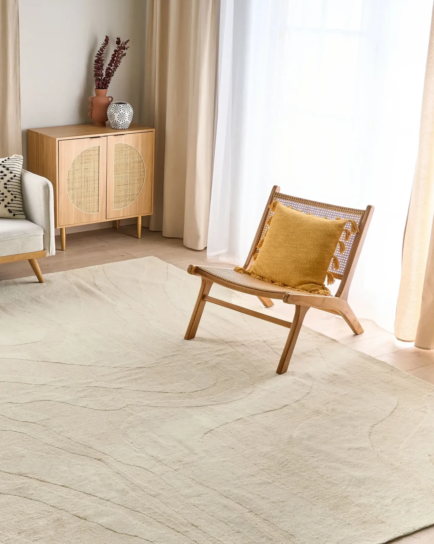 Tappeto SASNAK Beige 300 x 400 cm Lana