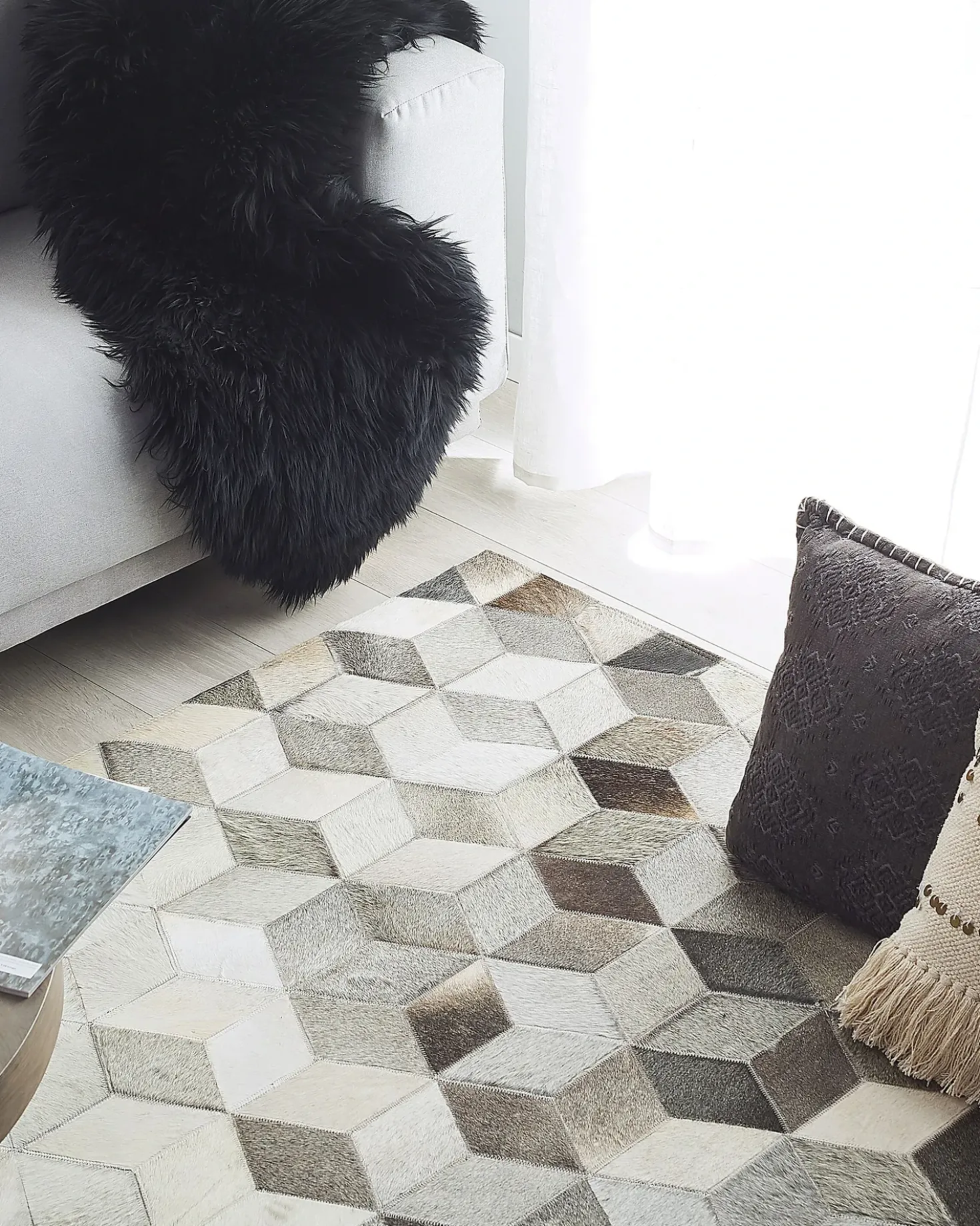 Tappeto SASON Beige 160 x 230 cm Pelle naturale