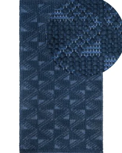 Tappeto SAVRAN Blu marino 80 x 150 cm Lana
