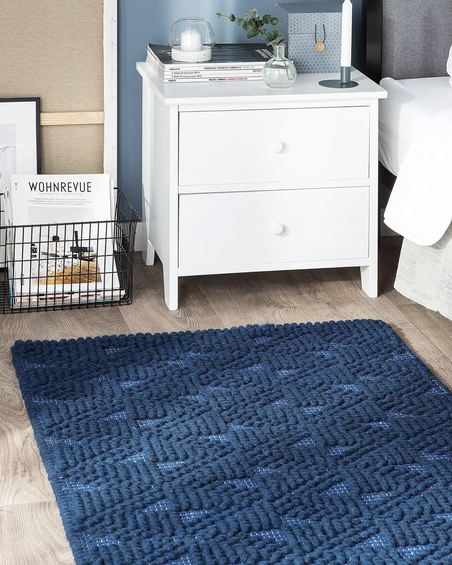 Tappeto SAVRAN Blu marino 80 x 150 cm Lana