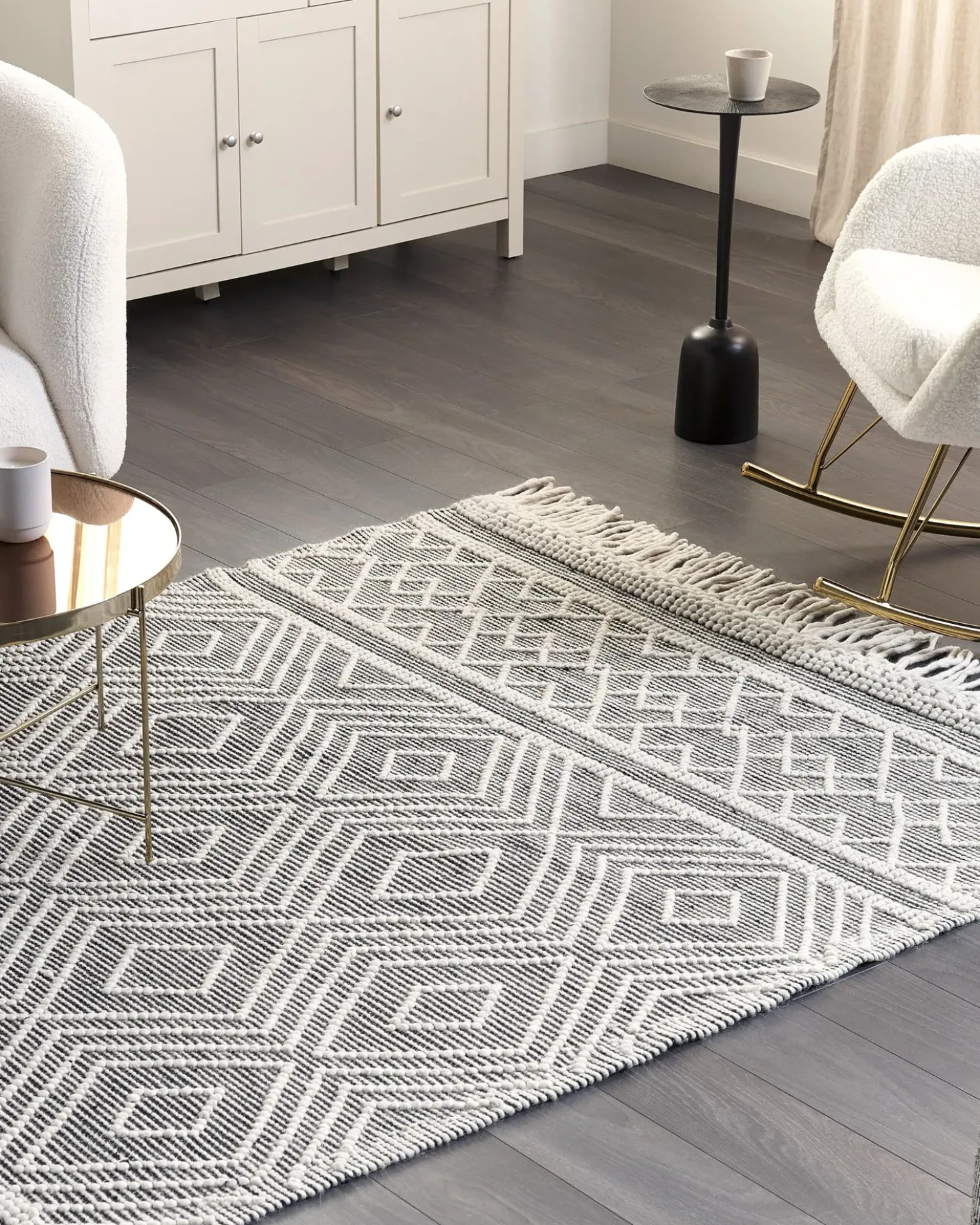 Tappeto SAVUCA Nero 160 x 230 cm Lana