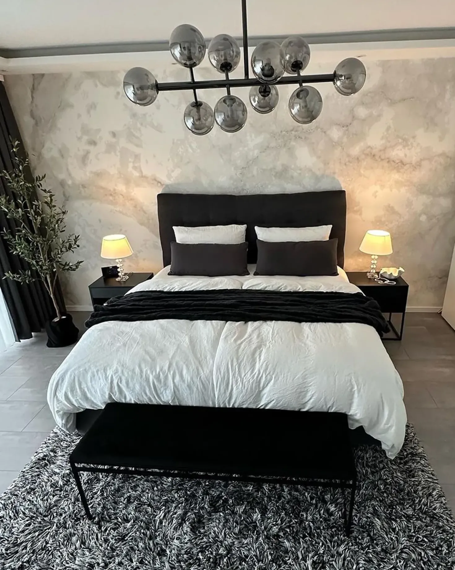 Tappeto Shaggy CIDE Nero/Bianco 160 x 230 cm