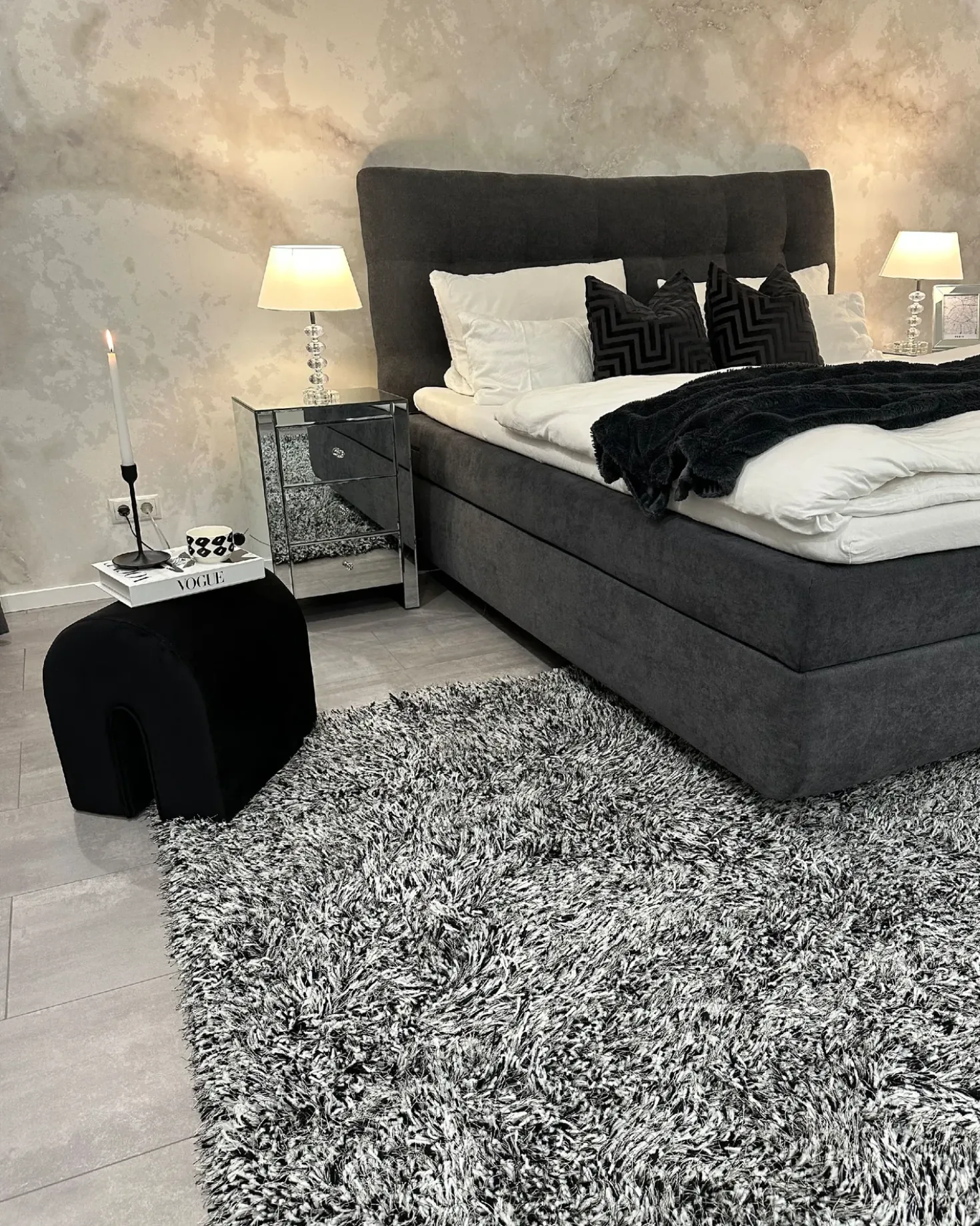 Tappeto Shaggy CIDE Nero/Bianco 160 x 230 cm