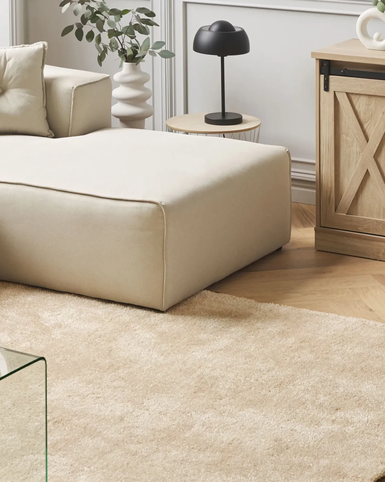 Tappeto Shaggy DEMRE Beige 160 x 230 cm