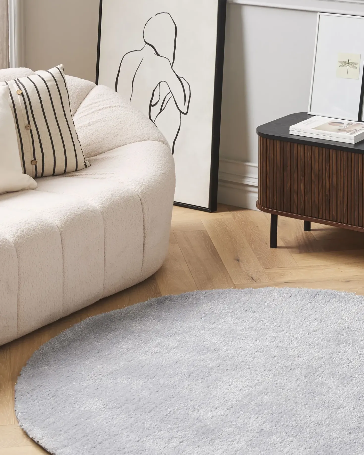 Tappeto Shaggy DEMRE Grigio chiaro ø 140 cm