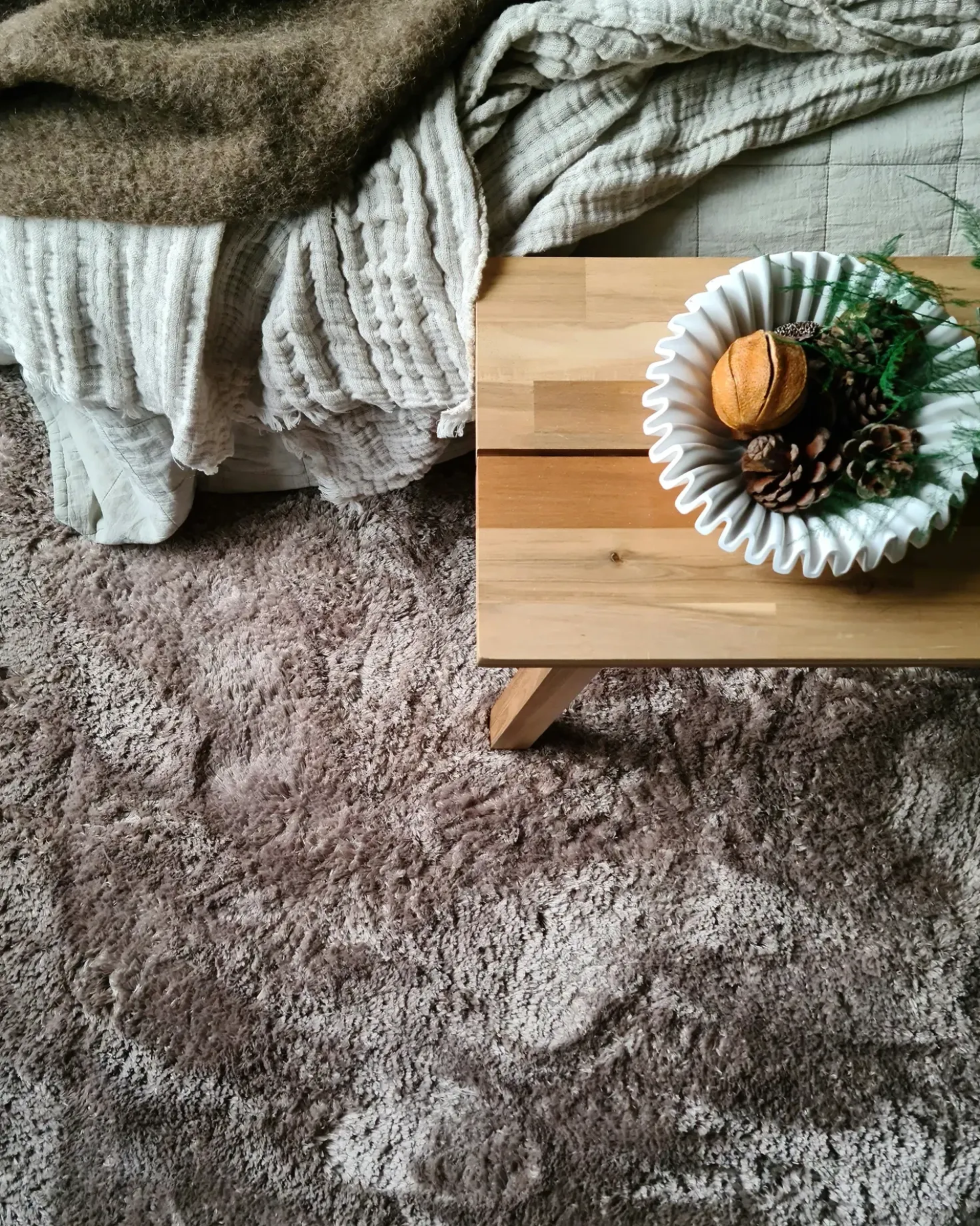 Tappeto Shaggy EVREN Marrone chiaro 200 x 200 cm