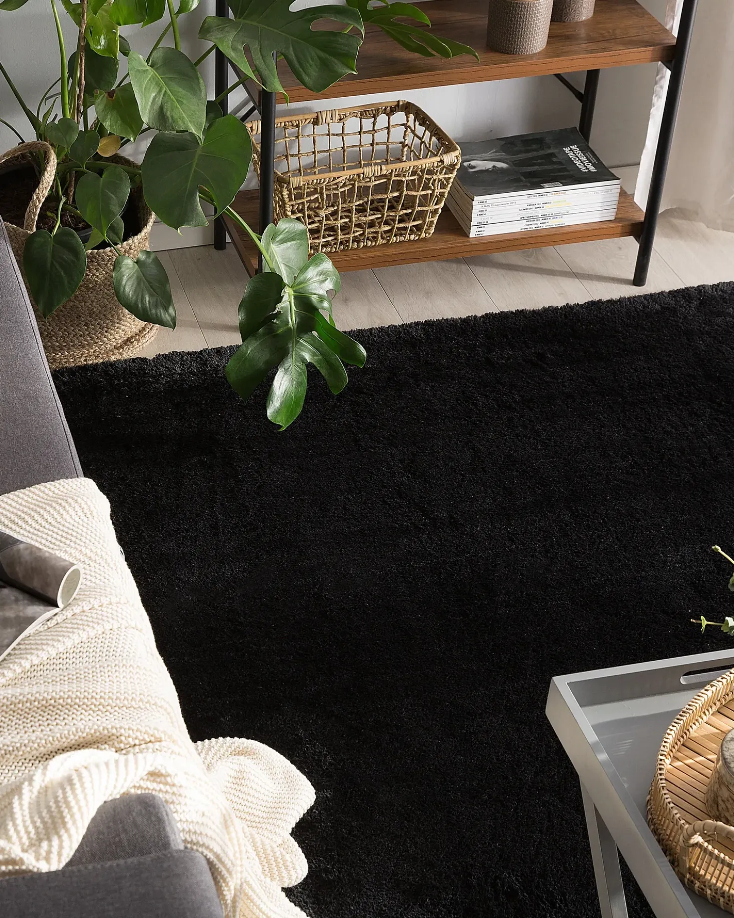 Tappeto Shaggy EVREN Nero 160 x 230 cm