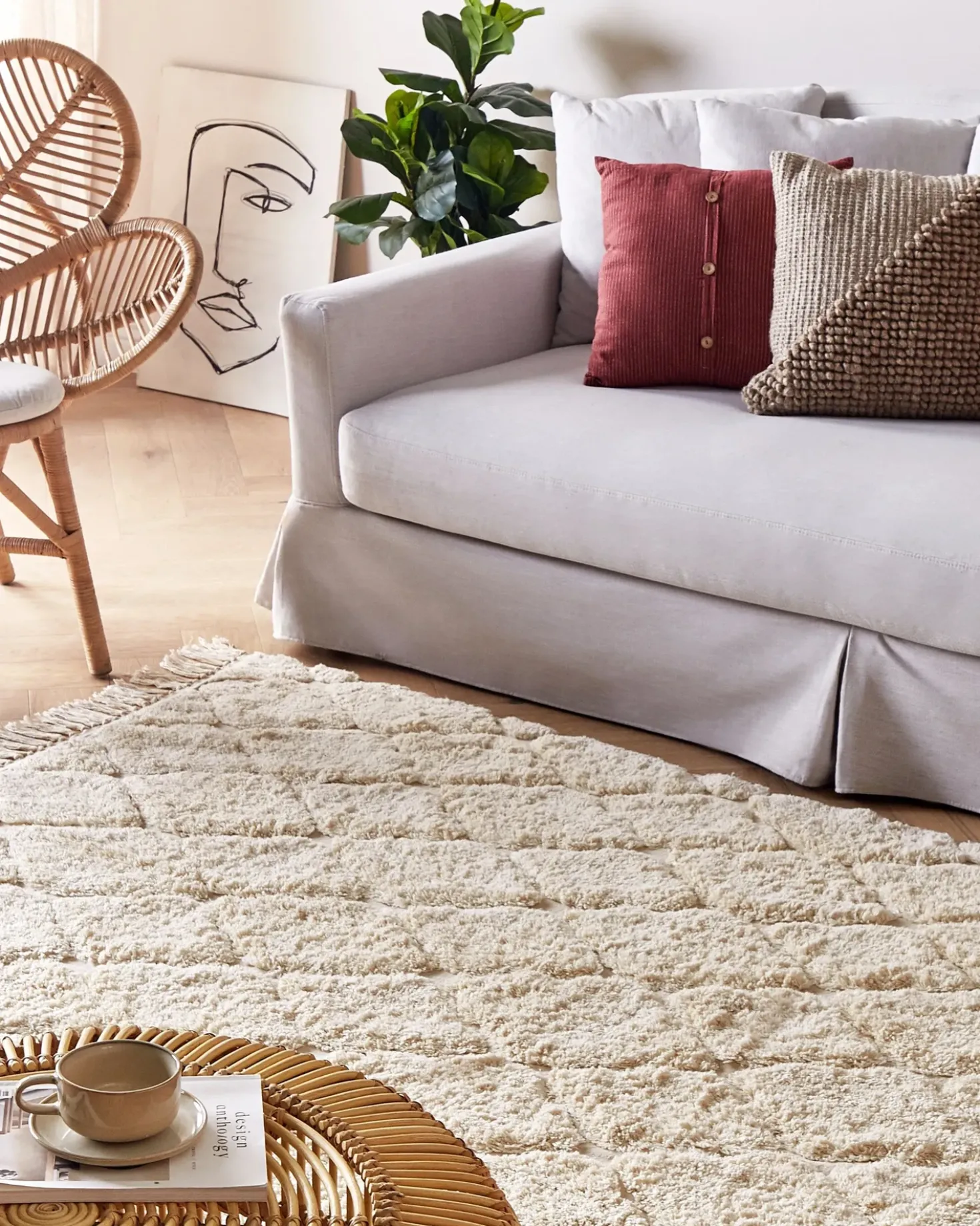 Tappeto SILCHAR Beige 160 x 230 cm Cotone
