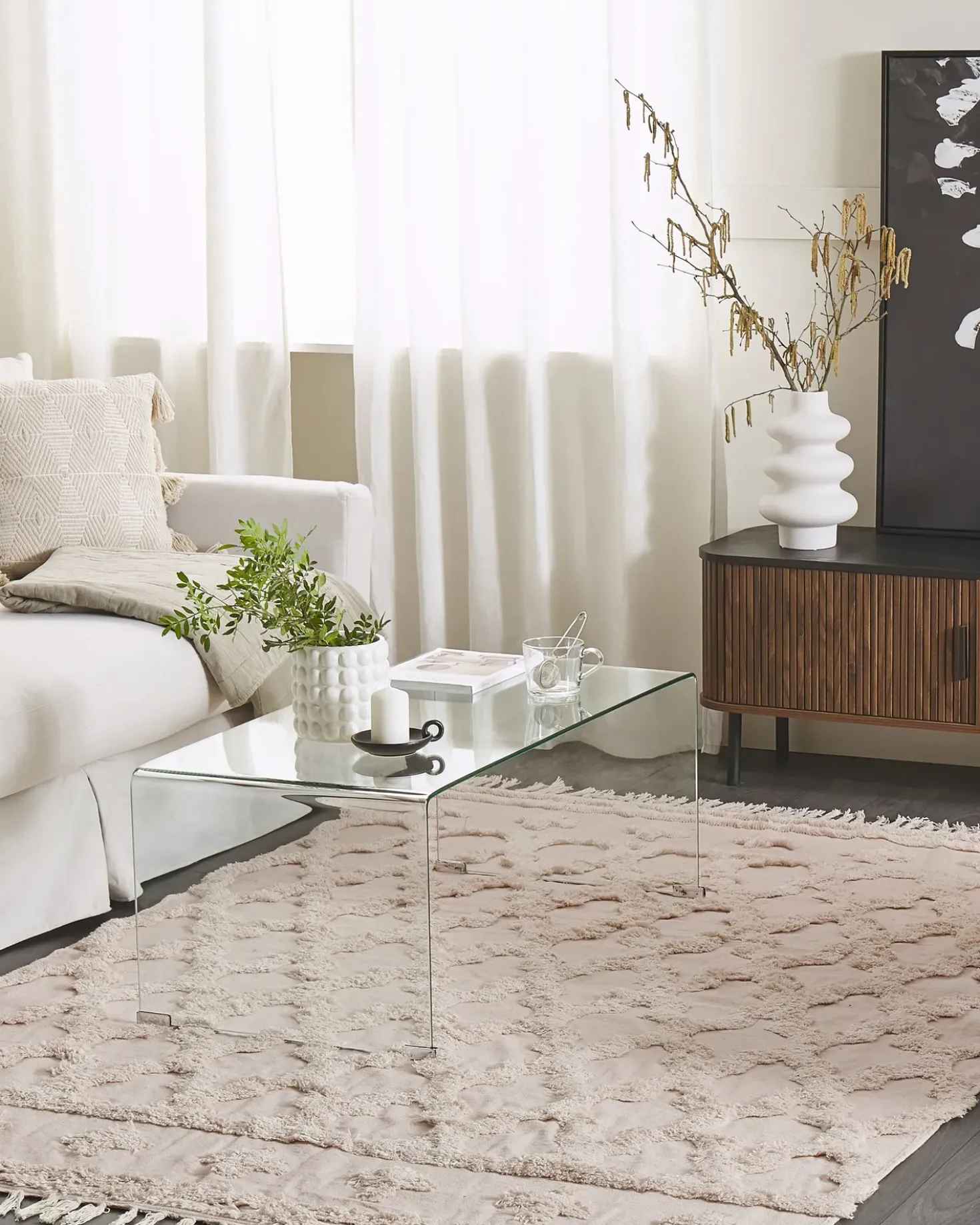 Tappeto SULUOVA Beige 140 x 200 cm Cotone