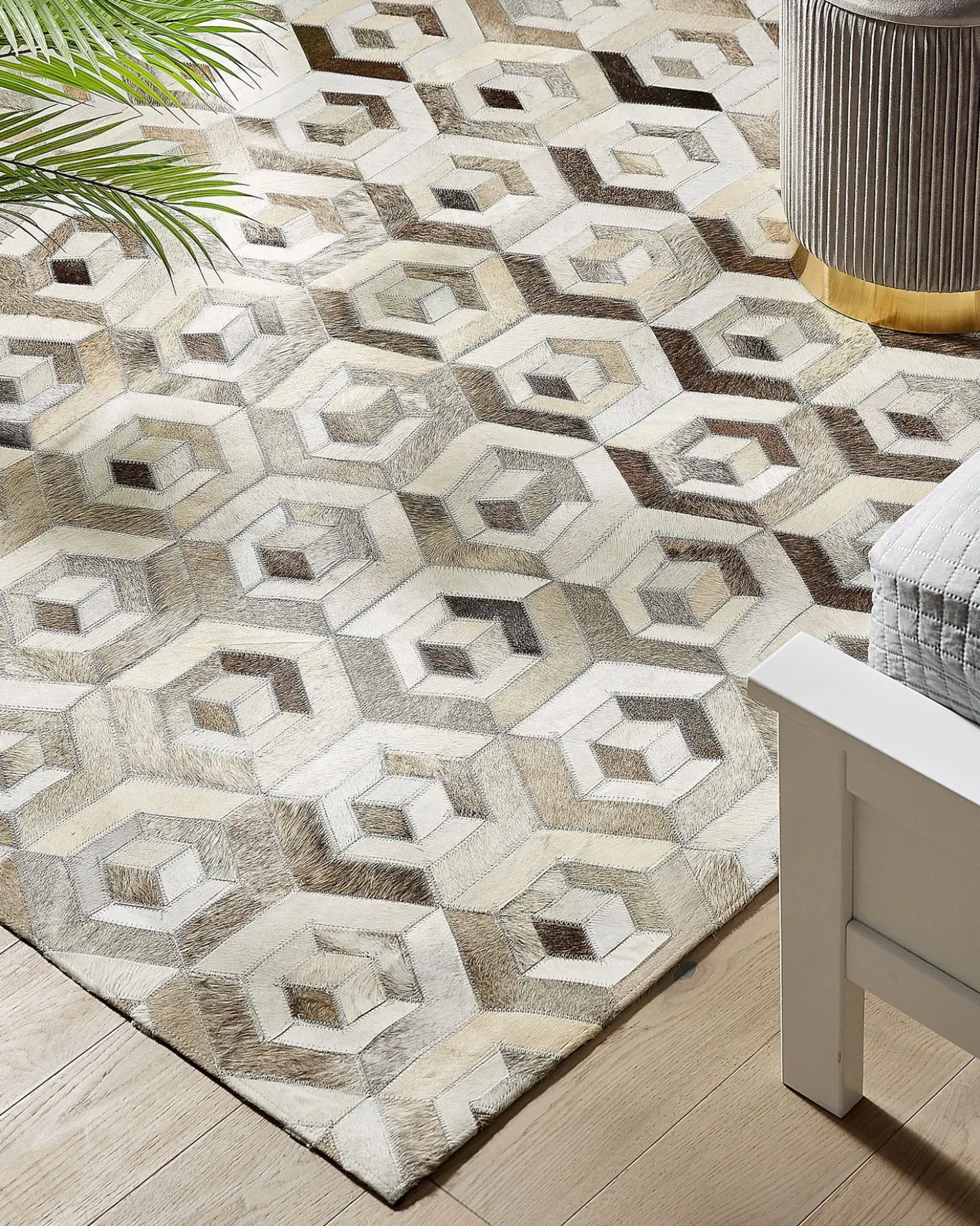 Tappeto TAVAK Beige 160 x 230 cm Pelle naturale
