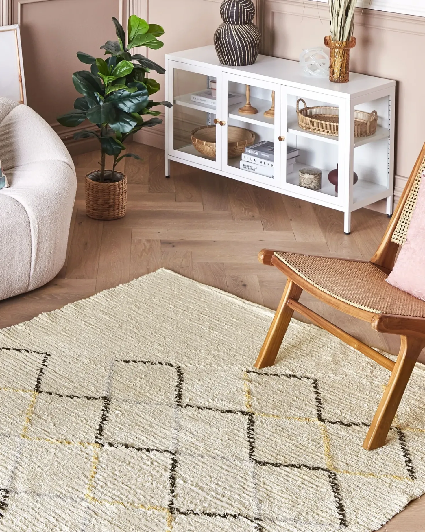 Tappeto TEZPUR Beige 160 x 230 cm Cotone