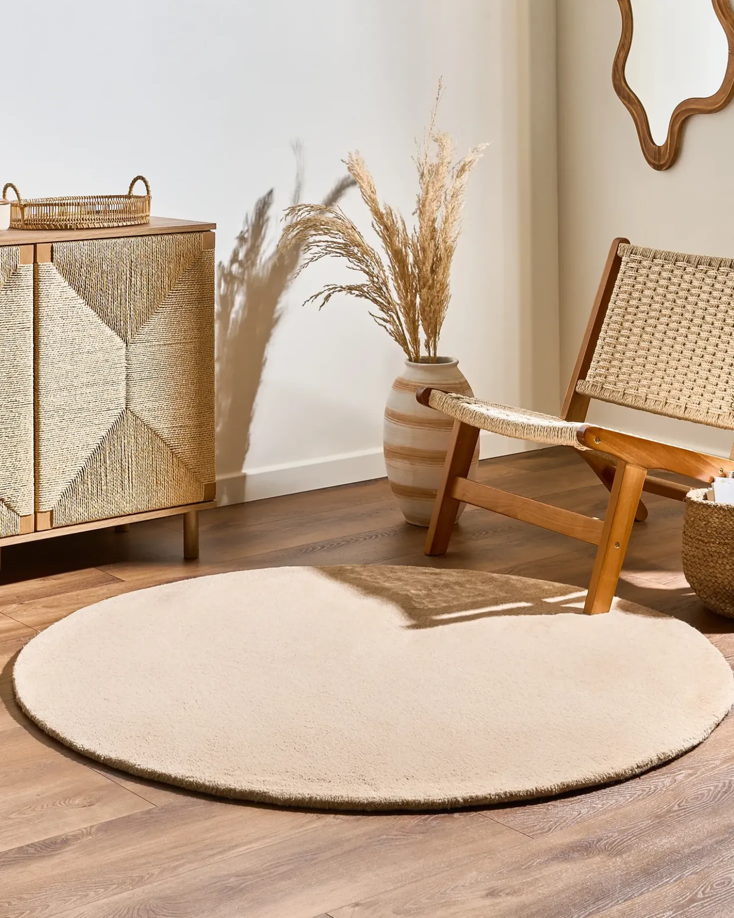 Tappeto VASCO Beige ø 140 cm Lana