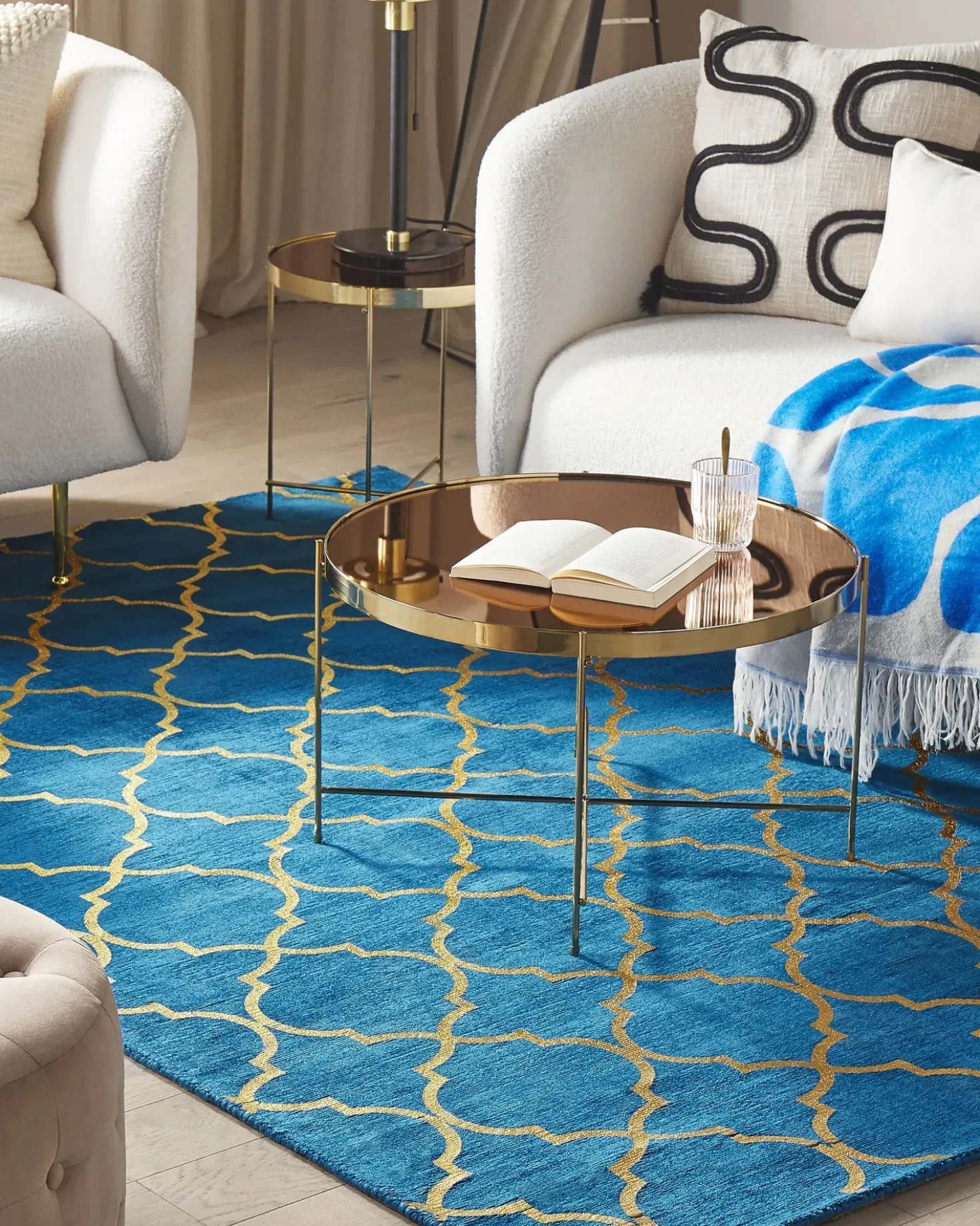Tappeto YELKI Blu 160 x 230 cm Viscosa