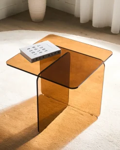 Tavolino AMISK Vetro temperato Marrone