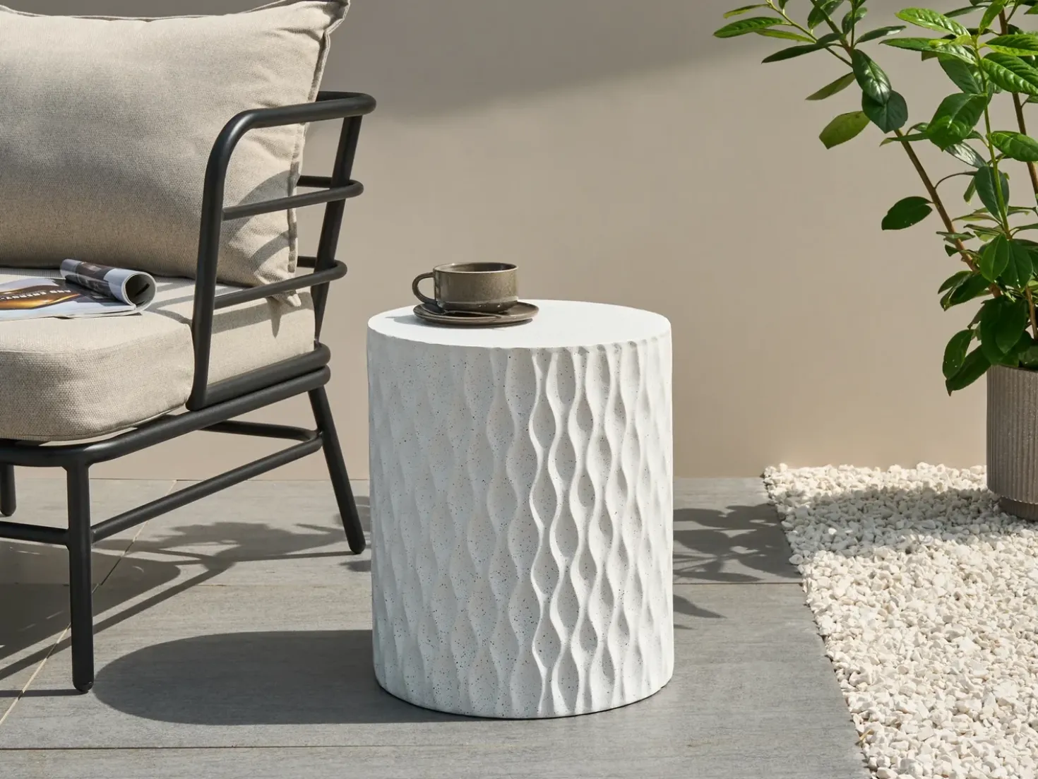 Tavolino ANTELAO 37 cm 37 cm Effetto terrazzo Terrazzo Bianco