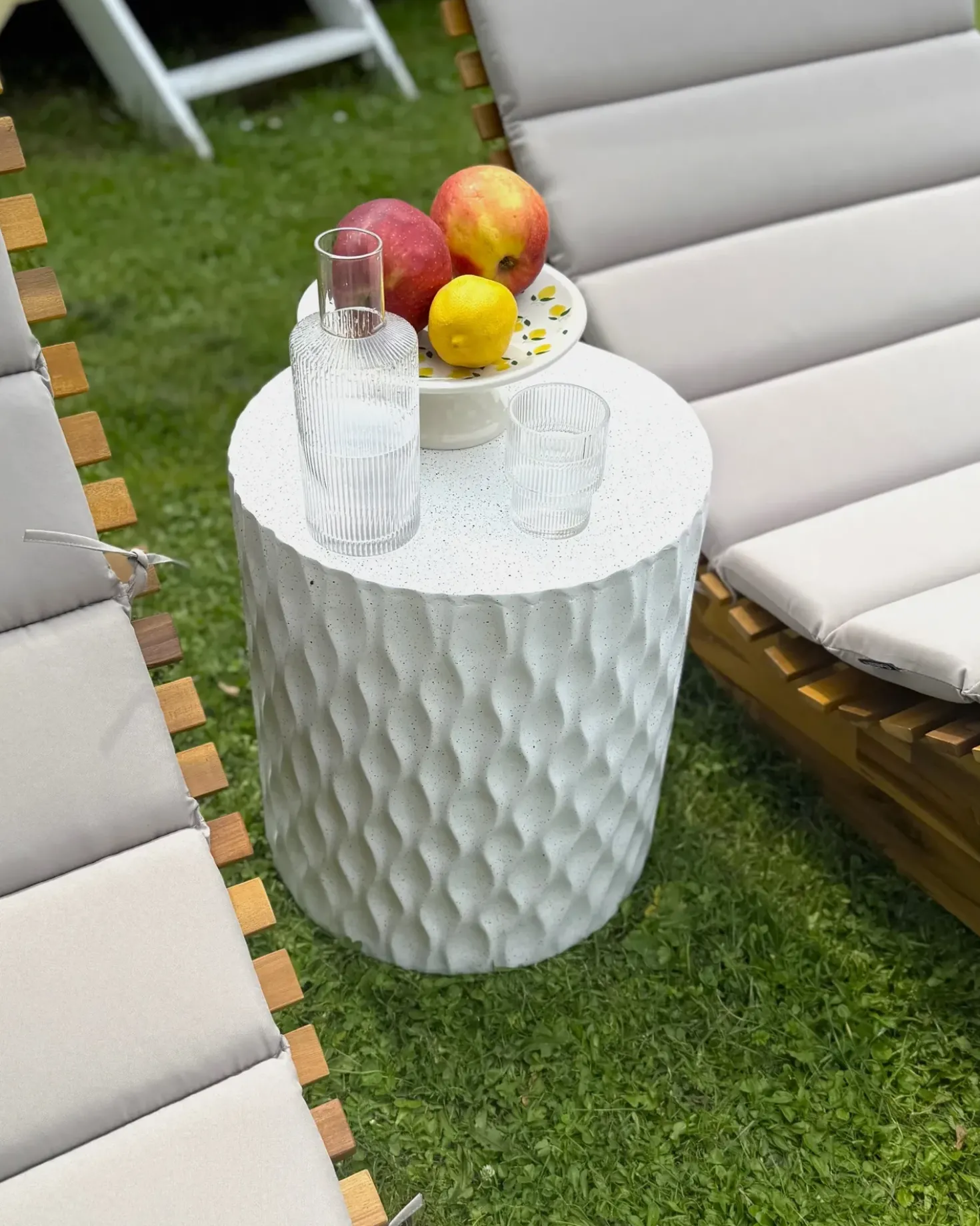 Tavolino ANTELAO 37 cm 37 cm Effetto terrazzo Terrazzo Bianco