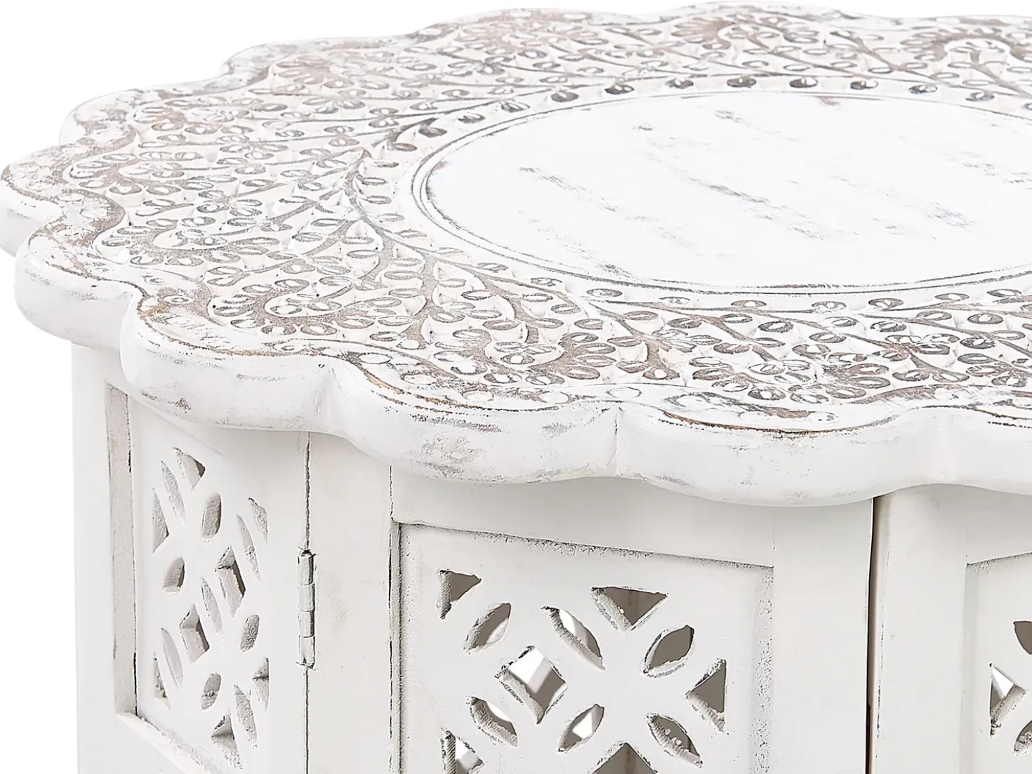 Tavolino BADHI Legno di mango Bianco