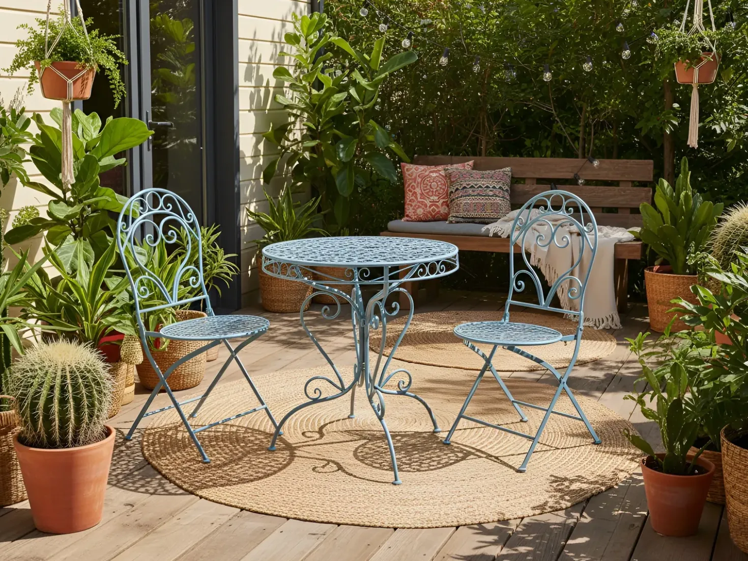 Tavolino Bistrot ALBINIA 70 cm 70 cm Metallo Blu