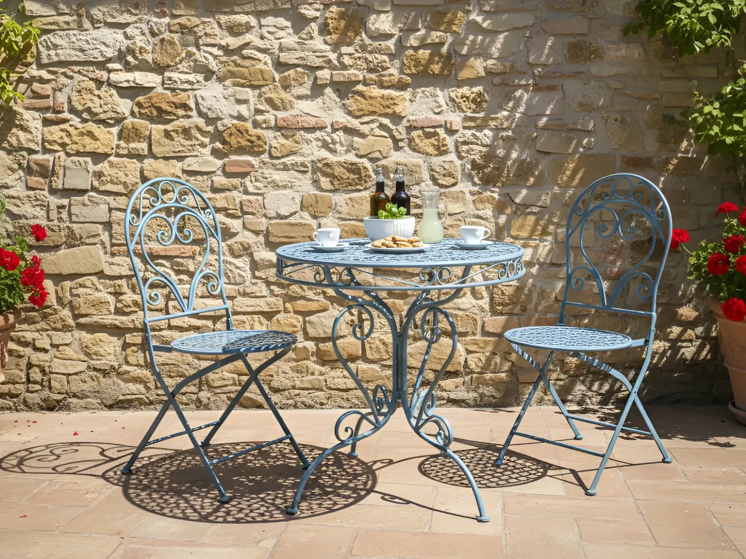 Tavolino Bistrot ALBINIA 70 cm 70 cm Metallo Blu