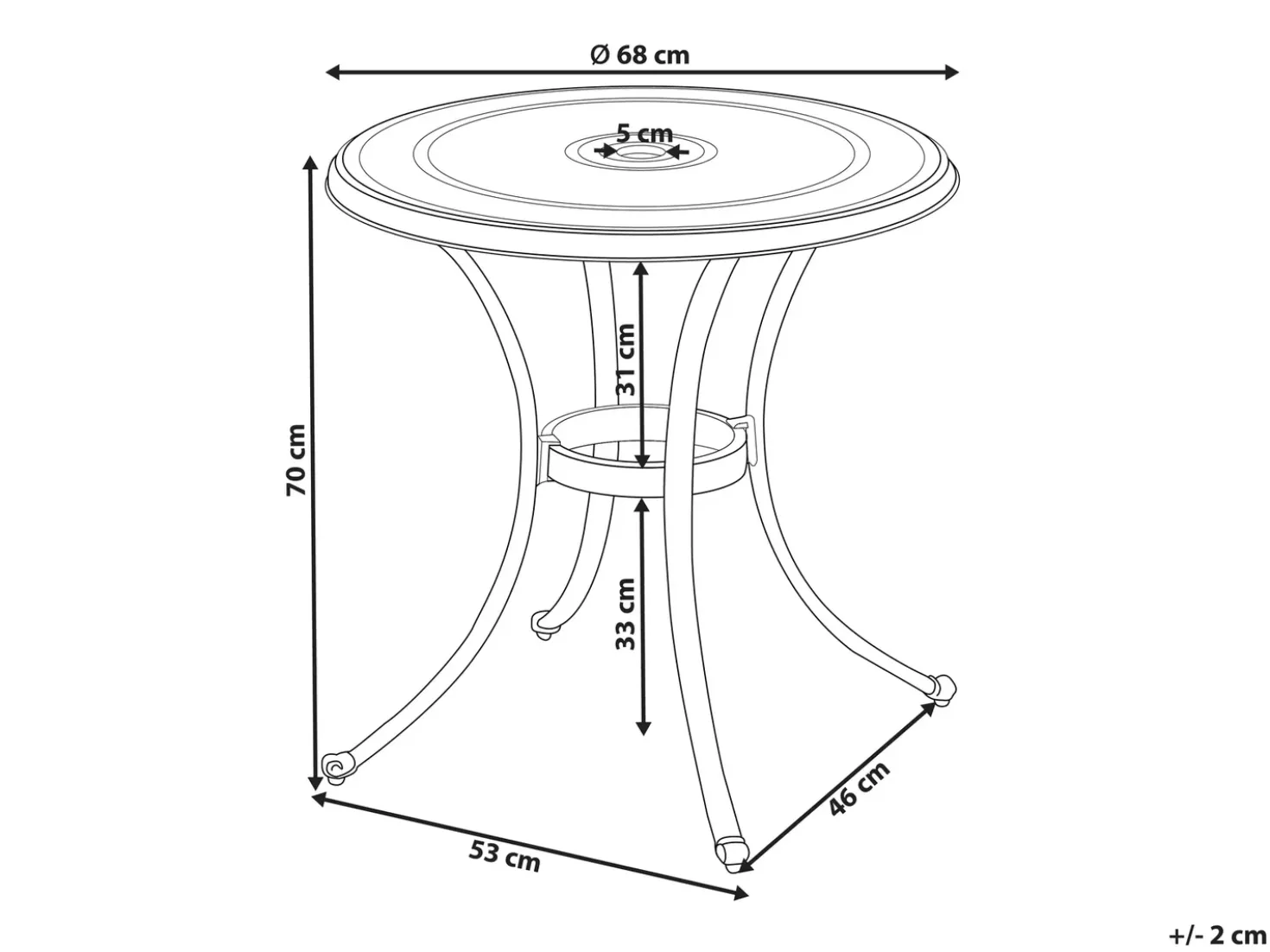 Tavolino Bistrot ANDALO 68 cm 68 cm Metallo Marrone