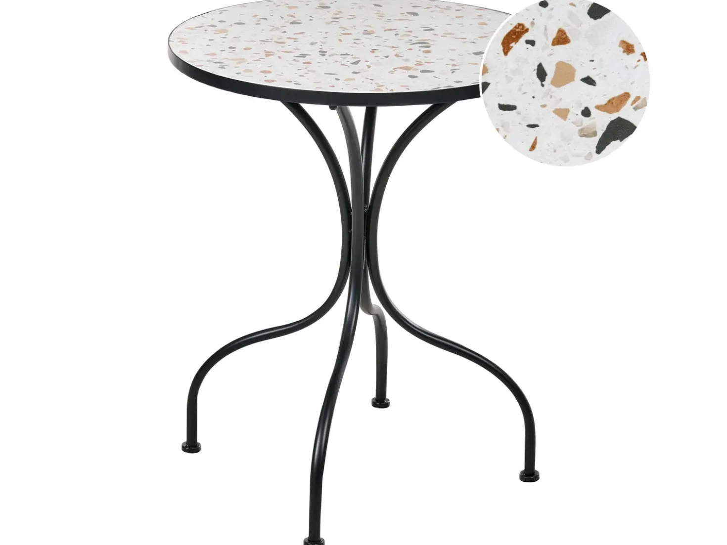 Tavolino Bistrot ARTENA 60 cm 60 cm Effetto terrazzo Metallo Nero