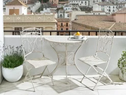 Tavolino Bistrot JUINA 80 cm 36 cm Metallo Beige chiaro