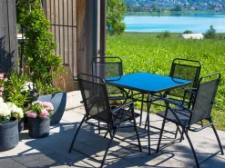 Tavolino Bistrot LIVO 80 cm 80 cm Vetro Nero