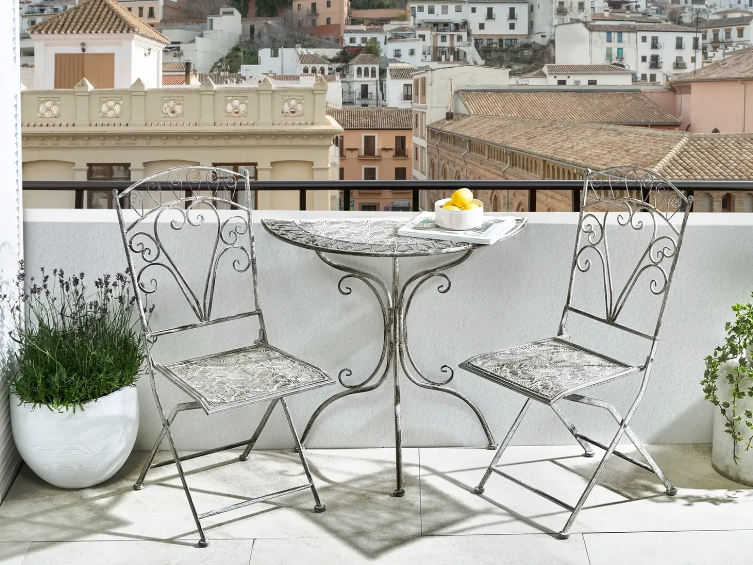 Tavolino Bistrot NURRA 80 cm 36 cm Metallo Grigio