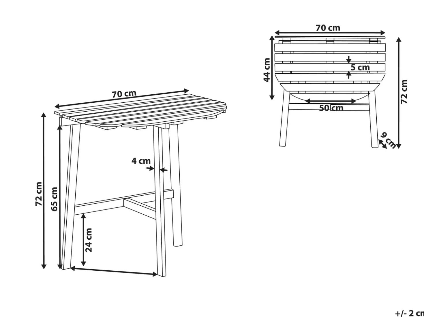 Tavolino Bistrot OSIGO 44 cm 70 cm Legno d'acacia Marrone