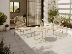 Tavolino Bistrot OVARO 50 cm 50 cm Metallo Beige
