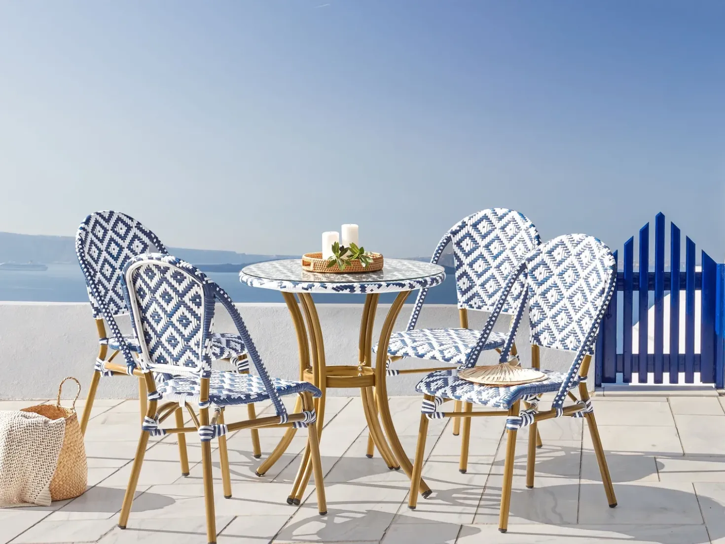 Tavolino Bistrot RIFREDDO 70 cm 70 cm Vetro temperato Blu