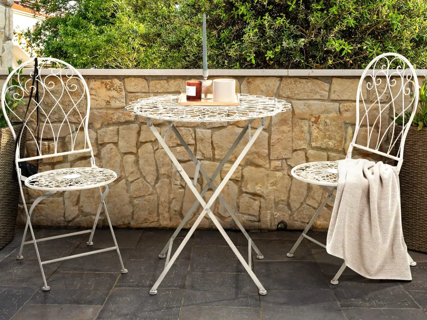 Tavolino Bistrot STIFFE 70 cm 70 cm Metallo Bianco
