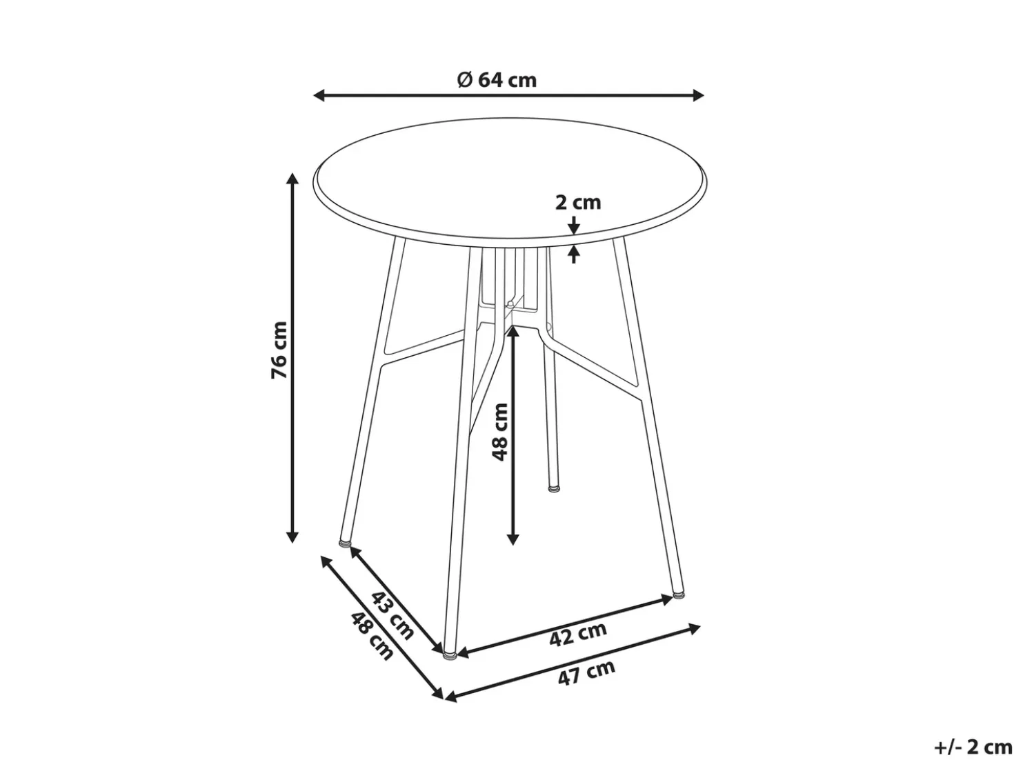 Tavolino Bistrot TALTAL 64 cm 64 cm Metallo Rosso